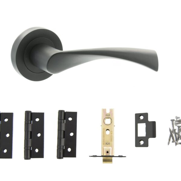 Atlantic Colorado Door Pack Bundle (2.5" Latch, 3"x2" Hingesx3) - Matt Black