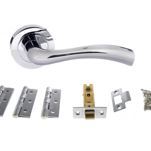 Atlantic Texas Door Pack Bundle (2.5" Latch, 3"x2" Hingesx3) - Polished Chrome