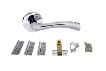 Atlantic Texas Door Pack Bundle (3" Latch + 3"x2" Hingesx3) - Polished Chrome
