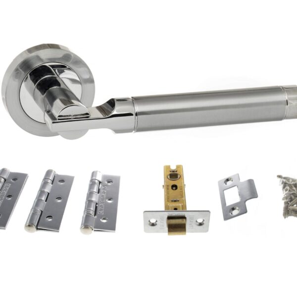 Atlantic Dakota Door Pack Bundle (3" Latch, 3"x2" Hingesx3) - Satin Chrome/Polished Chrome