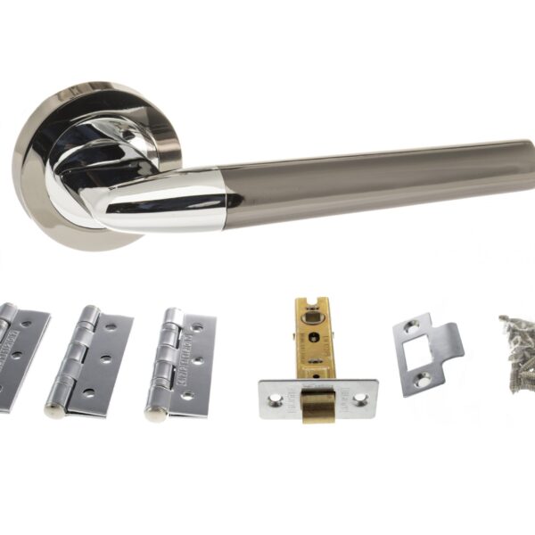 Atlantic Tennessee Door Pack Bundle (3" Latch, 3"x2" Hingesx3) - Black Nickel/Polished Chrome