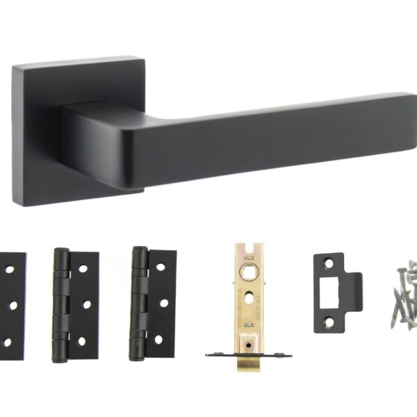 Atlantic Montana Door Pack Bundle (3" Latch + 3"x2" Hingesx3) - Matt Black