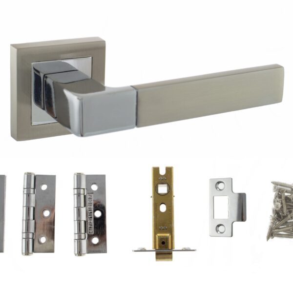 Atlantic Montana Door Pack Bundle (3" Latch, 3"x2" Hingesx3) - Satin Nickel/Polished Chrome