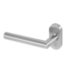 BLU Centrix AML085 Angled Mitred Lever on Oval Rose Dual Sprung 316 Satin Stainless Steel | AML085-SSS