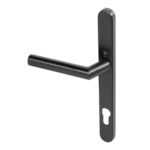 Coastal BLU 316 Stainless Steel Marine Grade Angled Lever Door Handle on Backplate Set Visible Fixings Stainless Steel PVD Finish - Satin Black - AML096-PBK