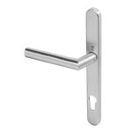 BLU AML096 Angled Lever Door Handle on Backplate Set Visible Fixings 316 Satin Stainless Steel