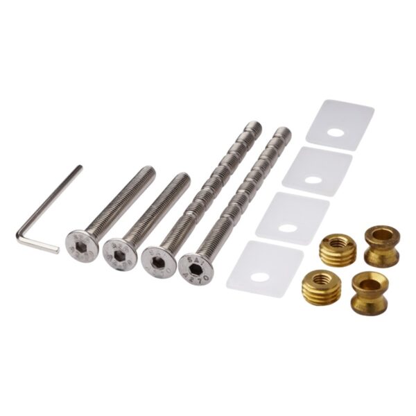 BLU HAB7 Back to Back Pull Handle Fixing Kit M8 Up Includes: 2 x 70mm fixing bolts 2 x 120mm fixing bolts 2 threaded sleeves 2 fixing sleeves 4 plastic washers