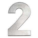 BLU Number 2 Self Adhesive Door Numeral 100mm 316 Satin Stainless Steel
