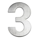 BLU Number 3 Self Adhesive Door Numeral 100mm 316 Satin Stainless Steel