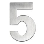BLU Number 5 Self Adhesive Door Numeral 100mm 316 Satin Stainless Steel