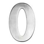 BLU Number 0 Self Adhesive Door Numeral 100mm 316 Satin Stainless Steel