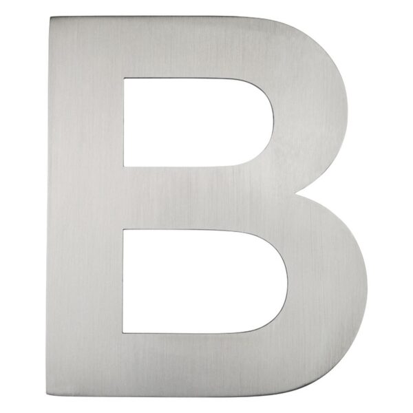 BLU Letter B Self Adhesive Door Numeral 100mm 316 Satin Stainless Steel