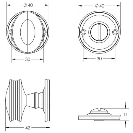 Burlington 40mm Turn & Release Antique Brass - Image 2