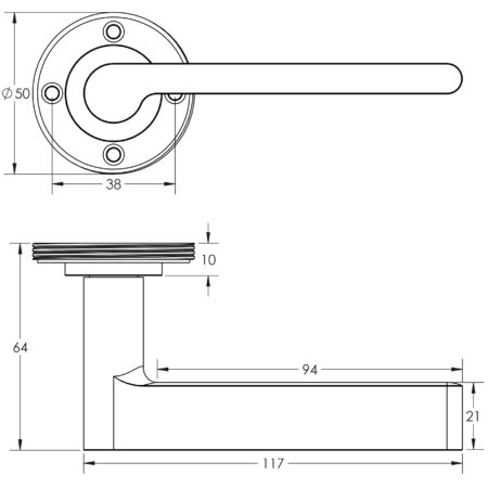 Fitzrovia Door Handles Knurled Rose Satin Brass - Image 2