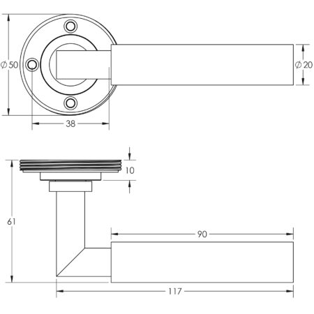 Westminster Door Handles Reeded Rose Satin Nickel - Image 2
