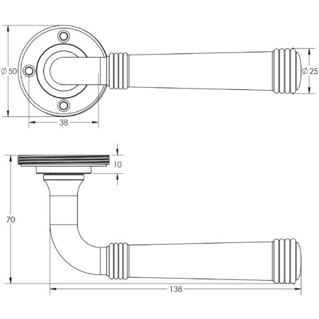 Highgate Door Handle Din Bathroom Backplate Polished Nickel & Turn & Release - Image 2