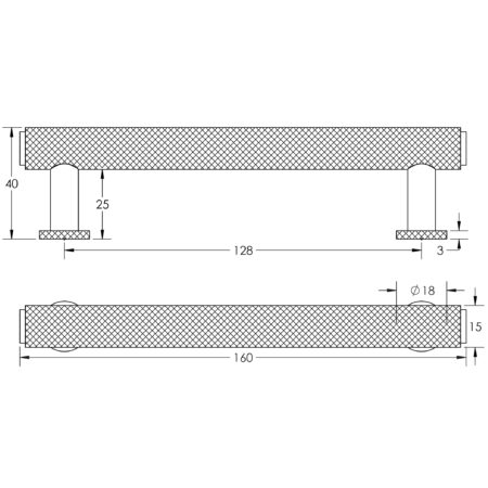 Frelan Burlington Piccadilly Knurled Cabinet Handles 128mm Dark Bronze - Image 2