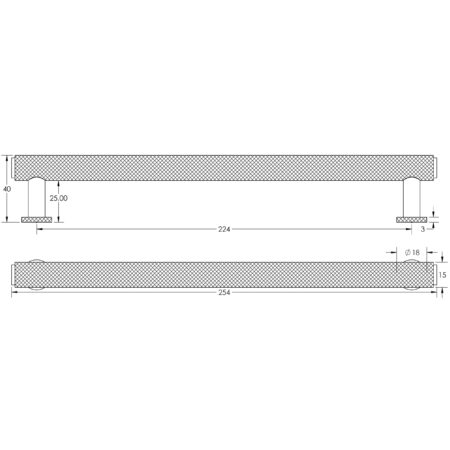 Frelan Burlington Piccadilly Knurled Cabinet Handles 224mm Black - Image 2