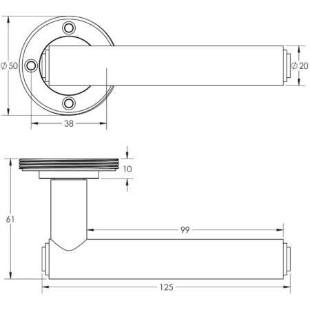Frelan Richmond Door Handles Knurled Rose Satin Nickel - Image 2