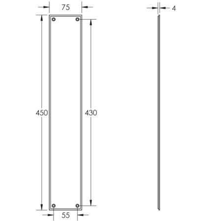 Frelan Burlington Finger Plate 450 X 75mm Satin Nickel - Image 2