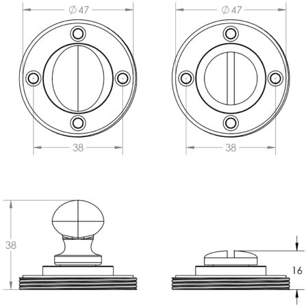 Burlington Turns & Releases Inner 1 Reeded Rose Satin Nickel - Image 3