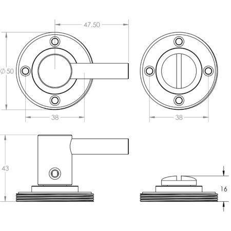 Frelan Burlington Easy Turn & Release Plain Rose Satin Brass - Image 3