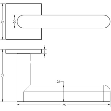 CR-101 Dark Bronze Unsprung Square Rose Door Handle - Image 2