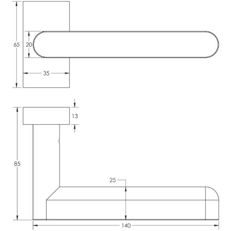 CR-101 Satin Stainless Steel Multi Point Rectangular Rose Door Handle - Image 2