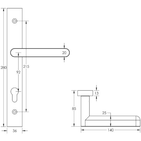 CR-101 Satin Stainless Steel Multi Point Backplate Door Handle - Image 2