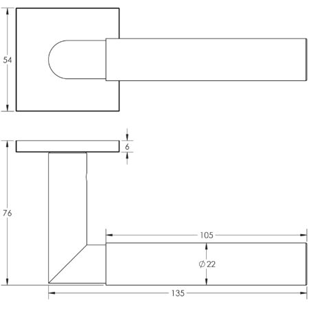 CR-102 Satin Stainless Steel  Sprung Square Rose Door Handle - Image 2