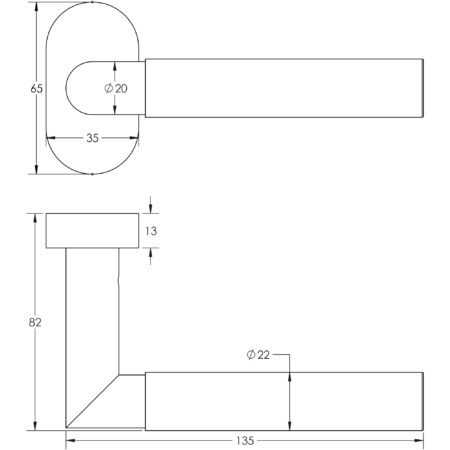 CR-102 Black Multi Point Oval Rose Door Handle - Image 2