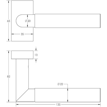 CR-102 Antique Brass Multi Point Rectangular Rose Door Handle - Image 2