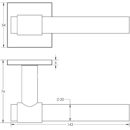 CR-103 Dark Bronze Fixed Dead Square Rose Door Handle - Image 2