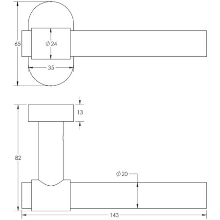 CR-103 Black Multi Point Oval Rose Door Handle - Image 2