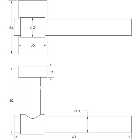 CR-103 Satin Brass Multi Point Rectangular Rose Door Handle - Image 2