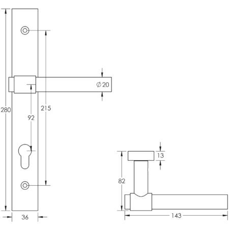 CR-103 Dark Bronze Multi Point Backplate Door Handle - Image 2