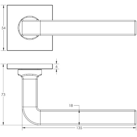 CR-104 Antique Brass Sprung Square Rose Door Handle - Image 2