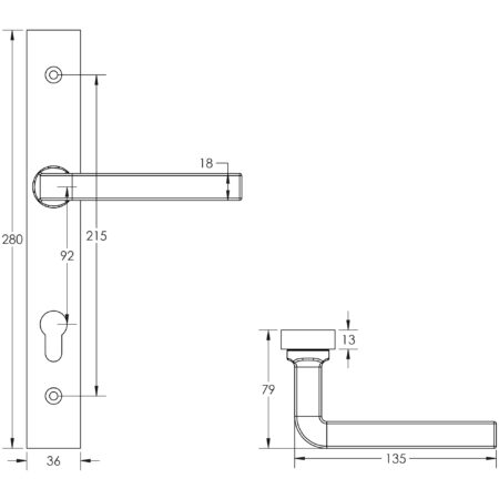 CR-104 Black Multi Point Backplate Door Handle - Image 2