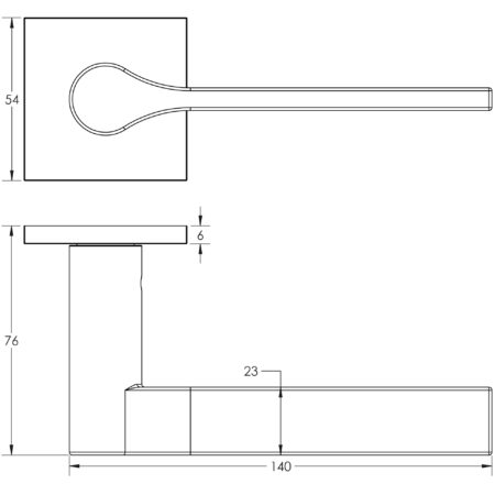 CR-105 Satin Brass Sprung Square Rose Door Handle - Image 2