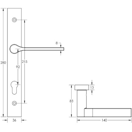 CR-105 Satin Brass Multi Point Backplate Door Handle - Image 2