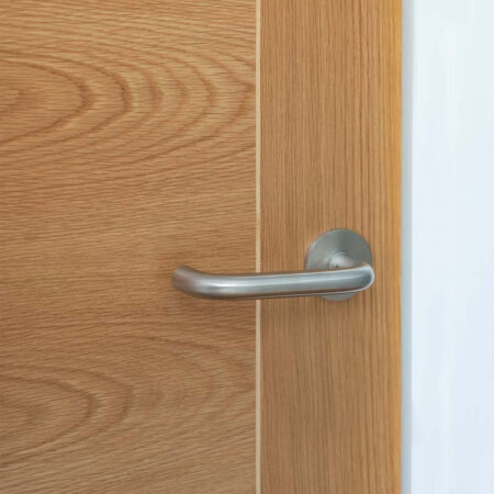 CR-106 Satin Stainless Steel  Sprung Round Rose Door Handle - Image 3