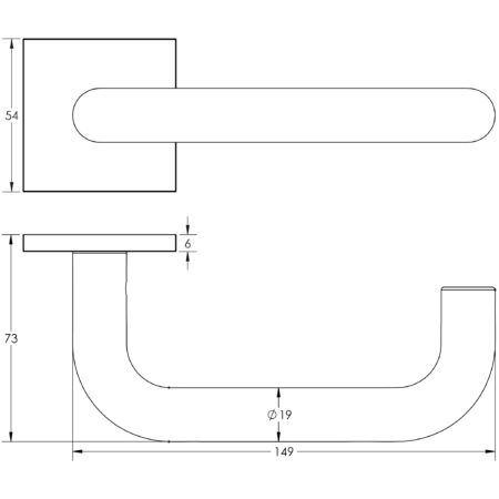 CR-106 Satin Brass Sprung Square Rose Door Handle - Image 2