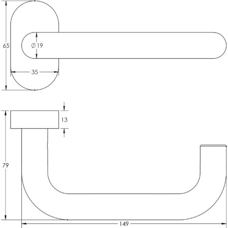 CR-106 Black Multi Point Oval Rose Door Handle - Image 2