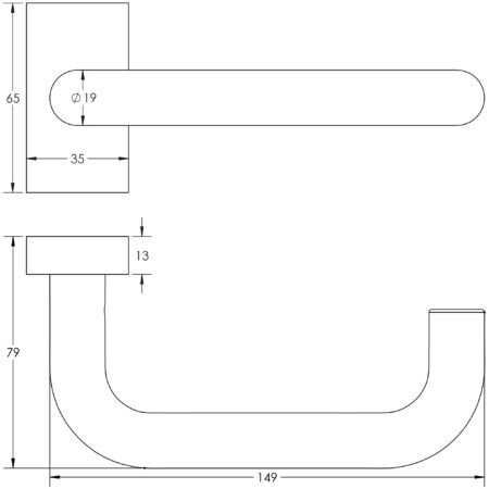 CR-106 Dark Bronze Multi Point Rectangular Rose Door Handle - Image 2