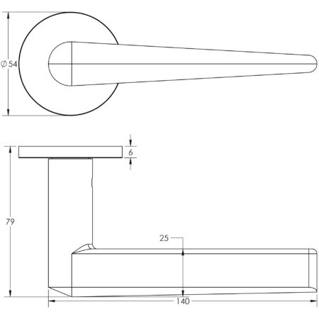 Frelan CR-107 Satin Brass Fixed Dead Round Rose Door Handle - Image 2