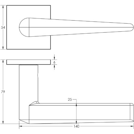 Frelan CR-107 Black Fixed Dead Square Rose Door Handle - Image 2
