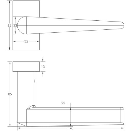 CR-107 Antique Brass Multi Point Rectangular Rose Door Handle - Image 2