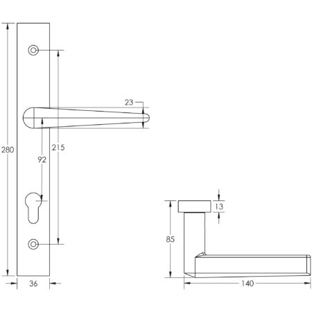 CR-107 Dark Bronze Multi Point Backplate Door Handle - Image 2