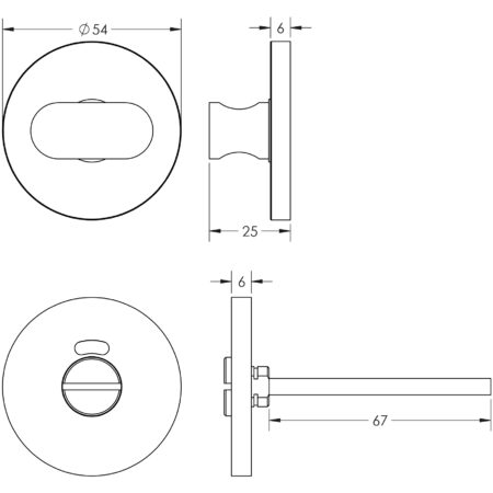 CR-801 Satin Brass Thumb Turn & Lock Round Rose w/ Indicator - Image 2