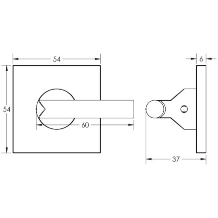 CR-804 Satin Stainless Steel Thumb Turn & Lock Square Rose w/ Indicator - Image 2